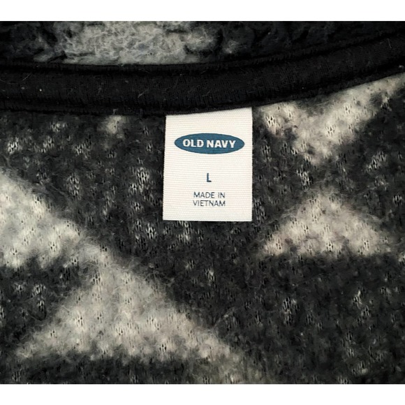 Old Navy Black Gray Aztec Print 1/2 Zip Fleece Pullover Womens Size L - Picture 4 of 8